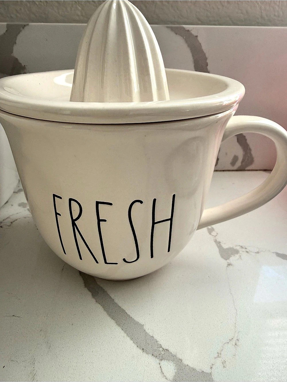 Rae Dunn FRESH Citrus Juicer Mug White